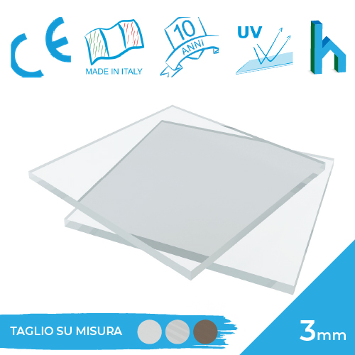 Lastra Di Policarbonato Compatto 5 Mm Trasparente Protetta Contro I Raggi UV 400 X 290 Mm - 12